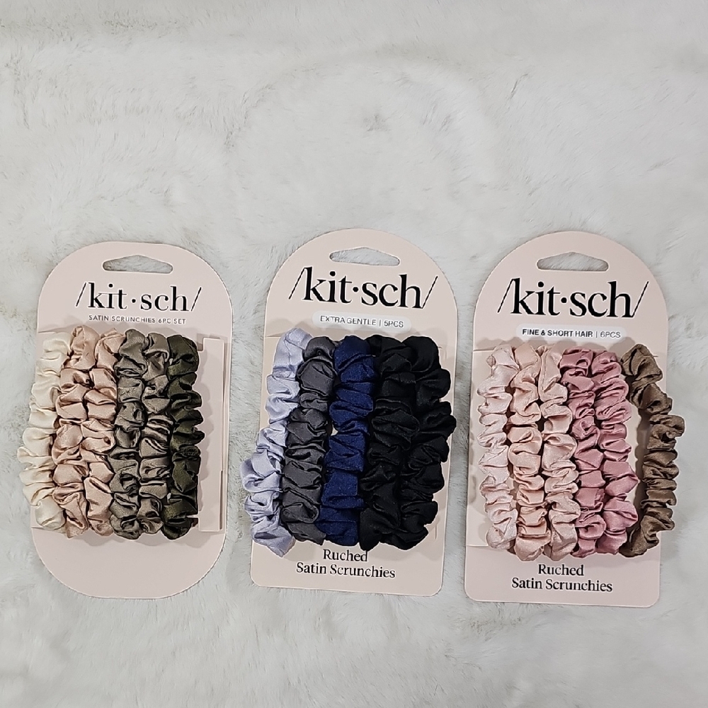 Kitsch Ruched Satin Scrunchies 3 Packs